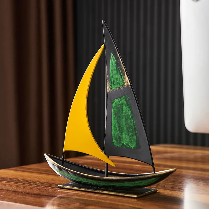 Smooth Sailing Simple Iron Sailboat Decoration,Iron Sailboat Sculpture Decoration,Collectible Jewelry,Home and Office Decoration