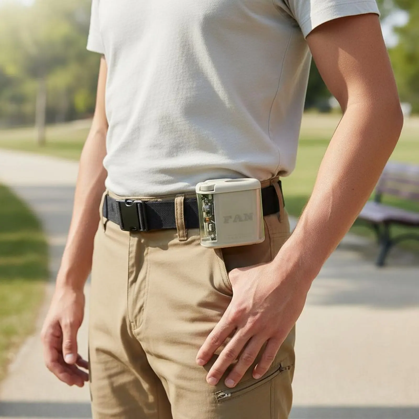 

Waist Fastener Fan 5-in-1 Multifunctional Portable Waist Fan 360° Rotation Powerful Wind Flow for Workers, Camping, Hiking