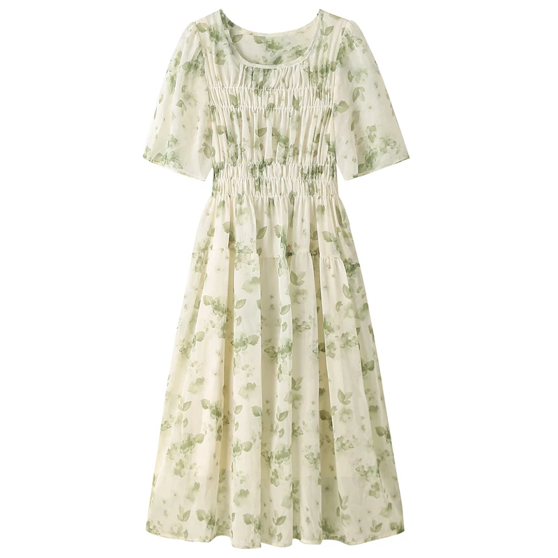 فستان نسائي مقاس كبير من NYFS لصيف 2025 فساتين طويلة فضفاضة عالية الخصر مطبوعة رداء Elbise على الطراز الكوري #5