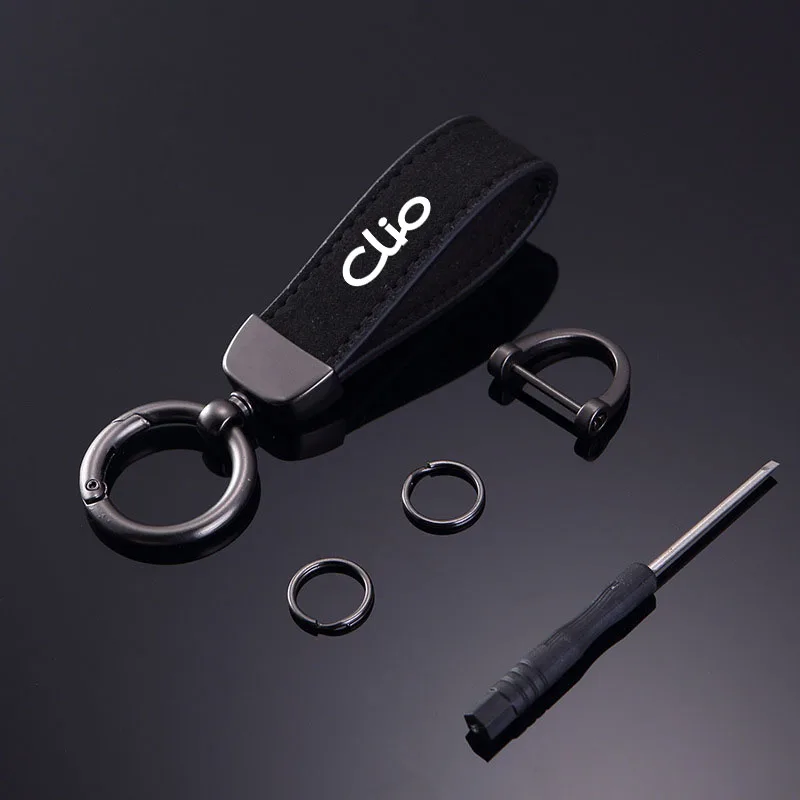 Fashion Solid Color Flip Fur Keychain Lanyard Business Gift Key Chain For Renault Clio 2 3 4 5 MK2 MK3 MK4