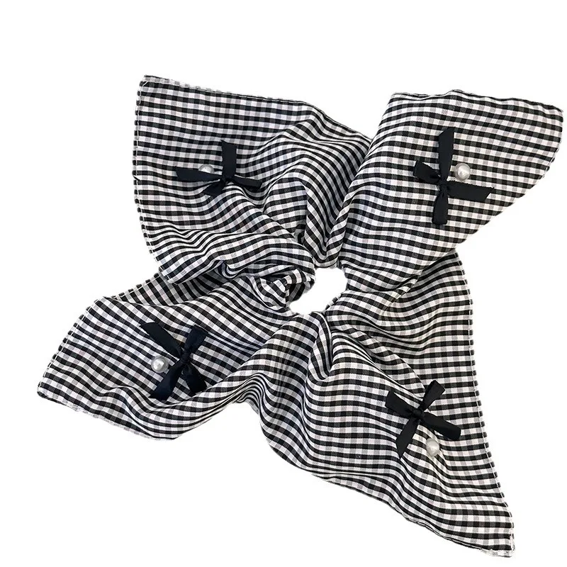 Large hair tie korean accessories bands for girls women elastic scrunchie vintage leading fashion adults kpop bows new in pearl