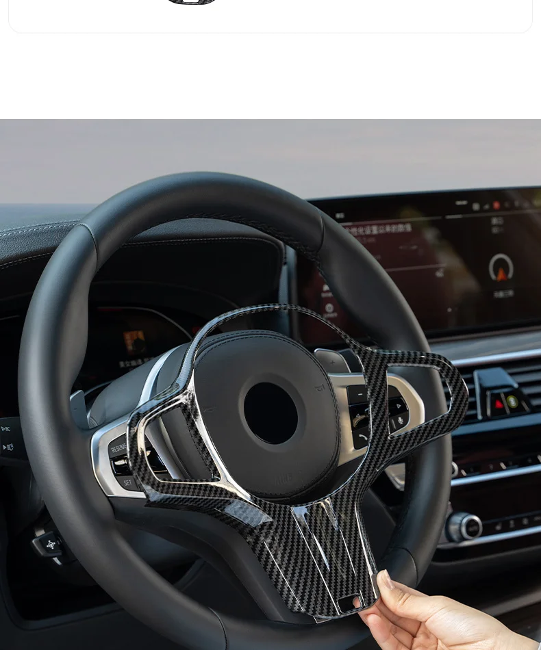 Kohle faser Auto Lenkrad Panel Dekoration Rahmen Abdeckung für BMW M Sport G30 G32 G20 X3 X4 G01 G02 X5 X7 G05 G07 5er – Detail 6