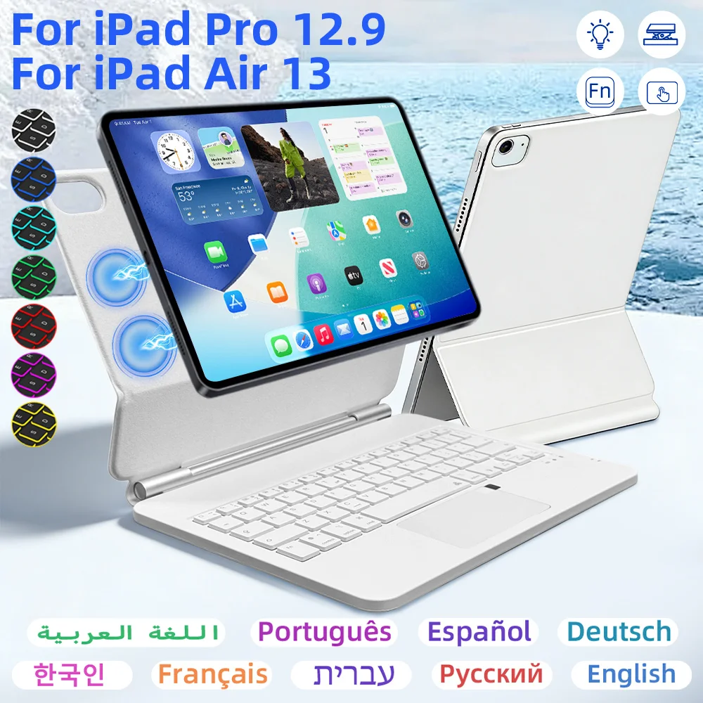 

Touch Wireless Bluetooth Keyboard for IPad 3rd 4th 5th 6th Gen 12.9in Portable Office Keyboard Spanish Arabic Portuguese