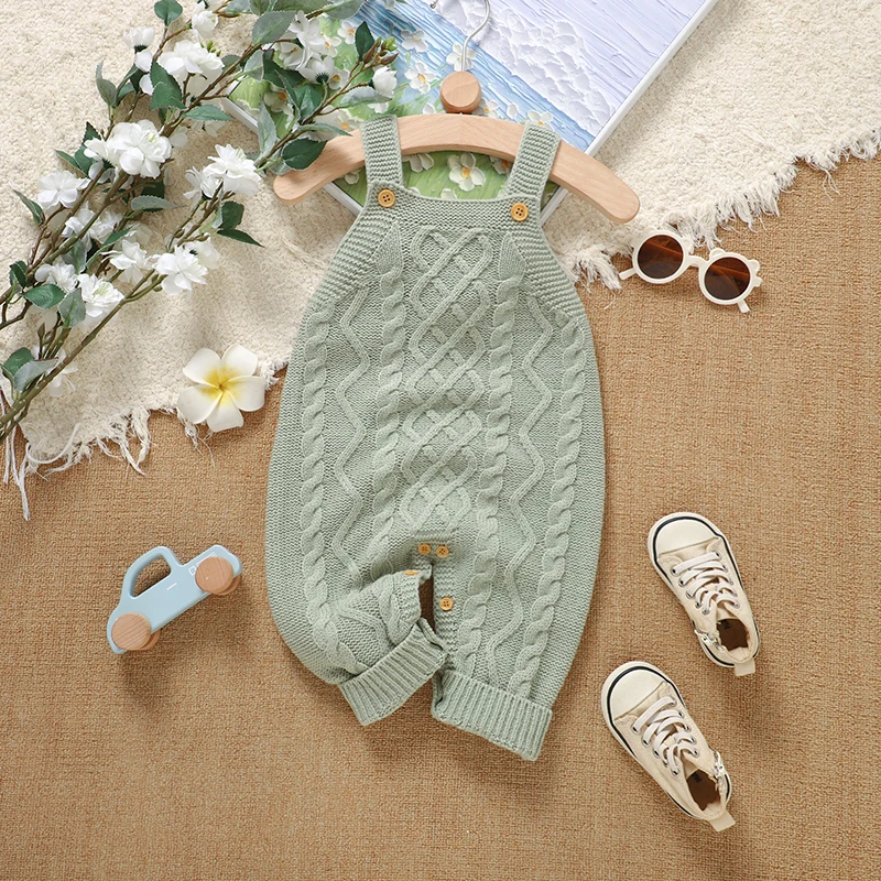 

Newborn Baby Romper Knit Overalls 0-18M Playsuit Girl Boy Jumpsuit Sleeveless Summer Infant Kid Sling Clothes Fashion Solid Fall