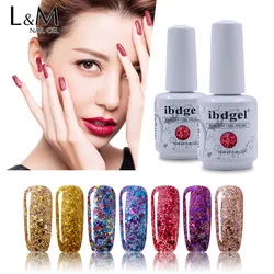 ibdgel 15ml Reflective Glitter Gel Nail Polish Winter Color Sparkling Sequins Soak Off UV LED Varnish Nail Art Decoration