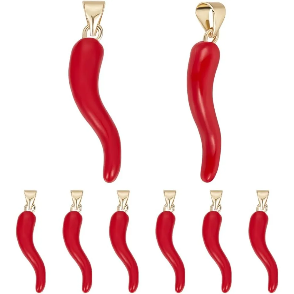 

1 коробка, 8 шт., эмалированные подвески, 18-каратное позолоченное перцовое подвеска, подвеска из красного чили с отверстием 4 мм для браслета, сережек, ожерелья, поделок своими руками