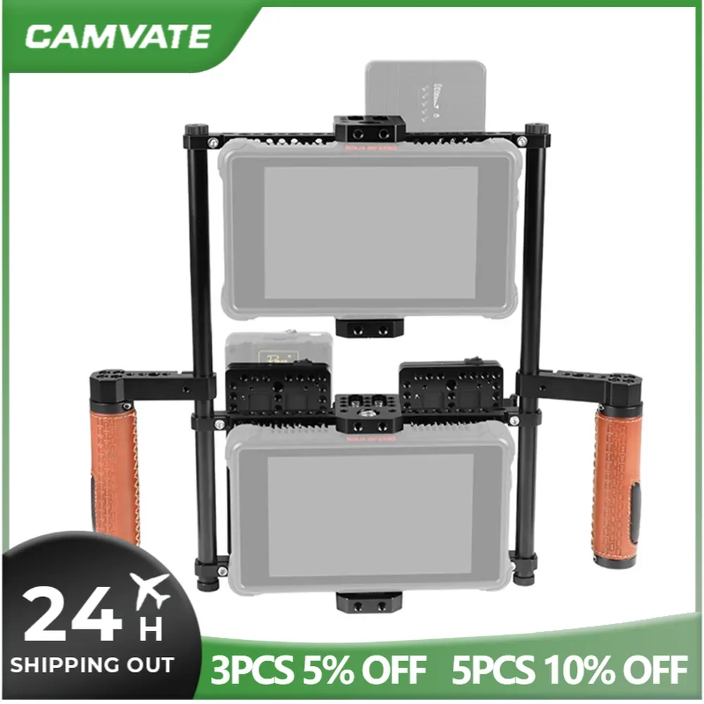 CAMVATE 2-In-1 Director's Monitor Cage Rig With V lock QR Mounting Plate & Handle For 5