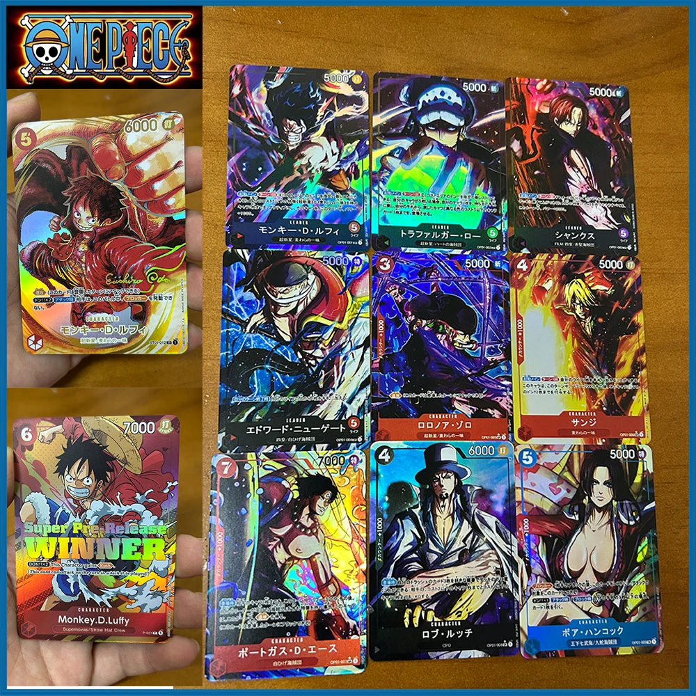 9PC/Set Anime One Piece DIY ACG Boys Battle Game Toys Collectible Cards Christmas Birthday Gift Water Law Shanks Ace Roger