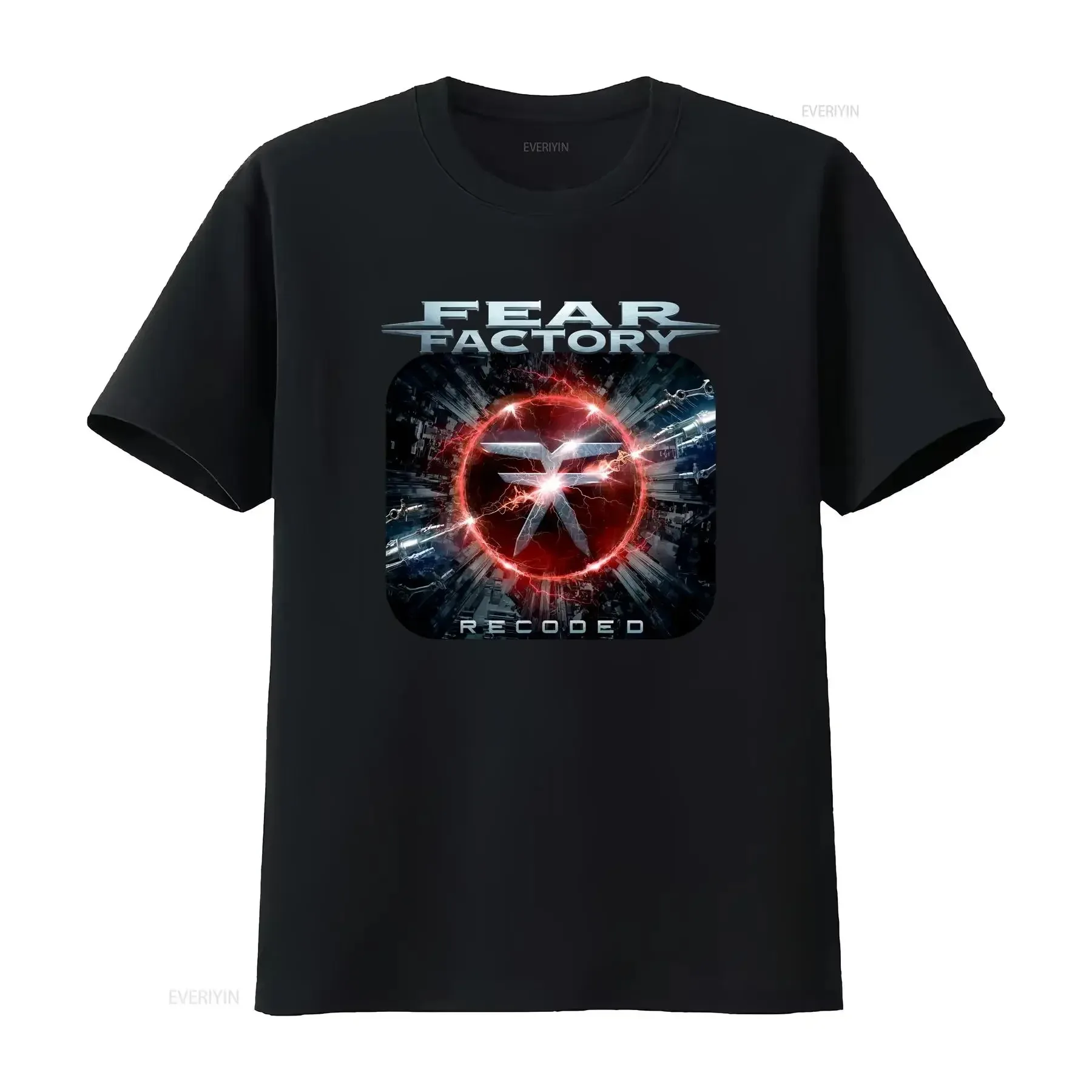 

Fear Factory 'Recoded' Black T Shirt NEW OFFICIAL vintage Washed Unisex streetwear Breathable Stylish graphic