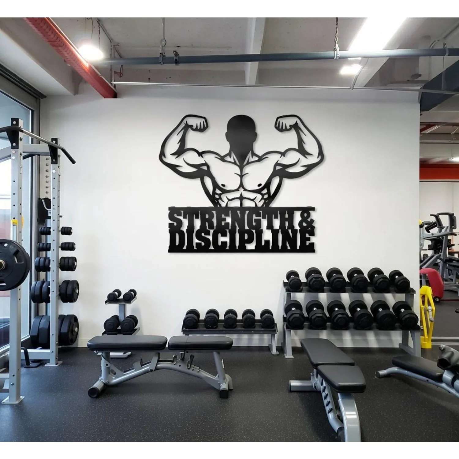 CIFBUY Iron Wall Art Bodybuilder Silhouette Fitness Motivation Home Gym Garage Workout Room Man Cave Decor Gift