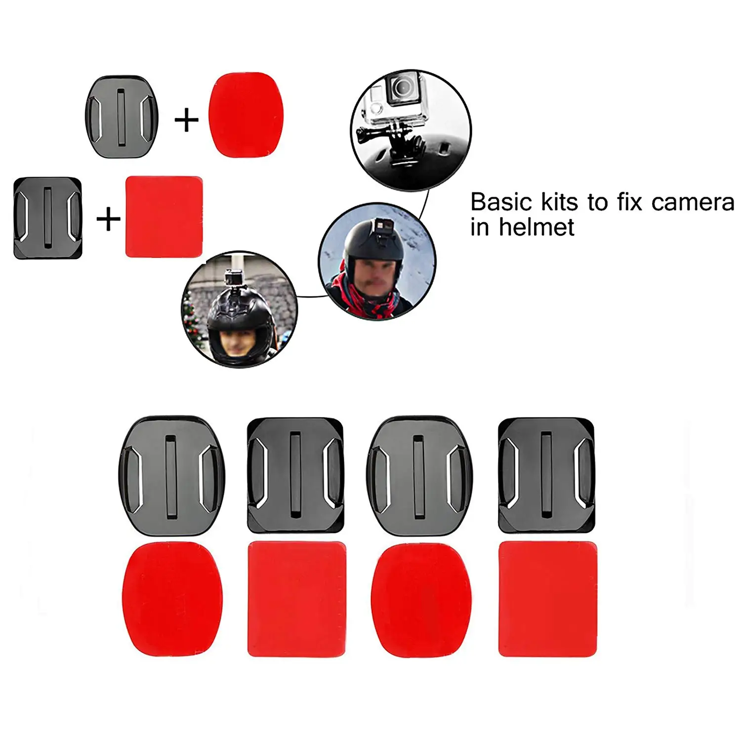 A49T Helmet Accessories Kit Set 12x Mounts + 12x Adhesive Stickers Sticker Pads for 7/6/5/4/3+/3 Session SJ4000 SJ5000 Action Ca