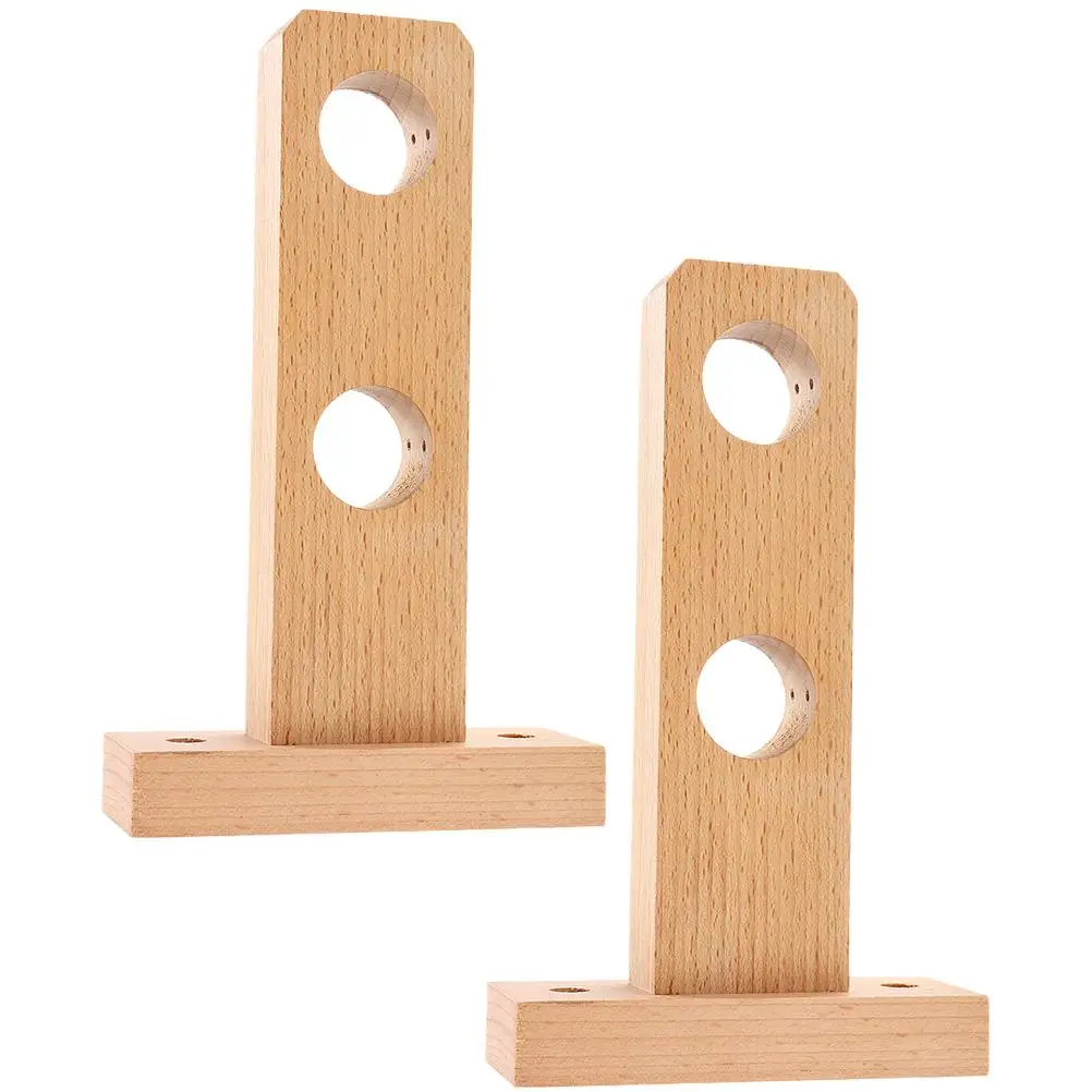 

2Pcs Wooden Curtain Rod Brackets Sturdy Material Wall Mount Double Pole Hangers Suitable Home Decoration