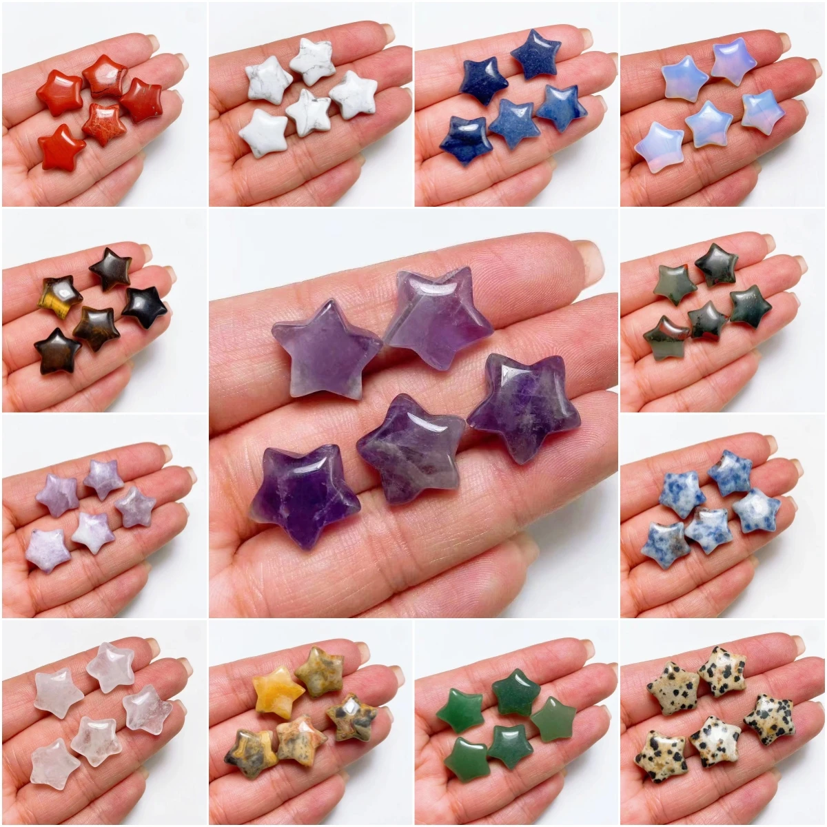 15MM Natural Mini Star Statue Crystal Quartz Stone Stars Meditation Healing Reiki Gemstone ciondolo fai da te regalo decorazione della casa