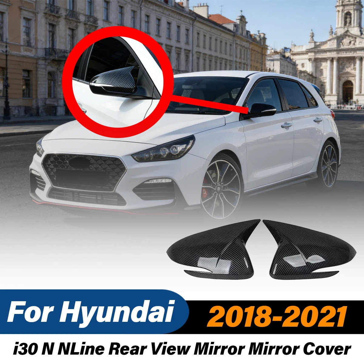 

For Hyundai I30 N N Line 2018 2019 2020 2021 Rear View Mirror Cover Side Wing Mirror Cap Housing Trim Car Exterior Accessories