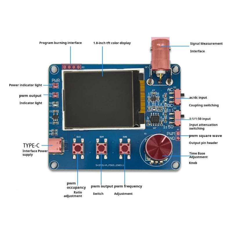  Oscilloscope Module With Waveform Display Frequency Measurement 1-100KHz input