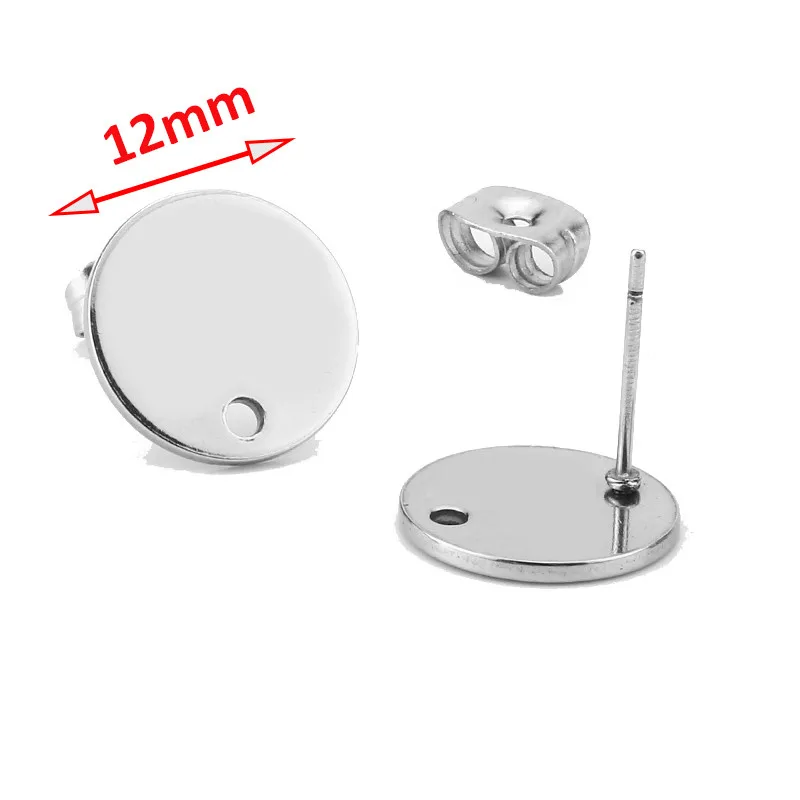 10 Stuks Roestvrij Staal Goud Zilver Ronde Schijf Oorbel Post W Loop Gehamerde Plaat Oorbellen Basis Voor Hypo-Allergene Oorbel Maken
