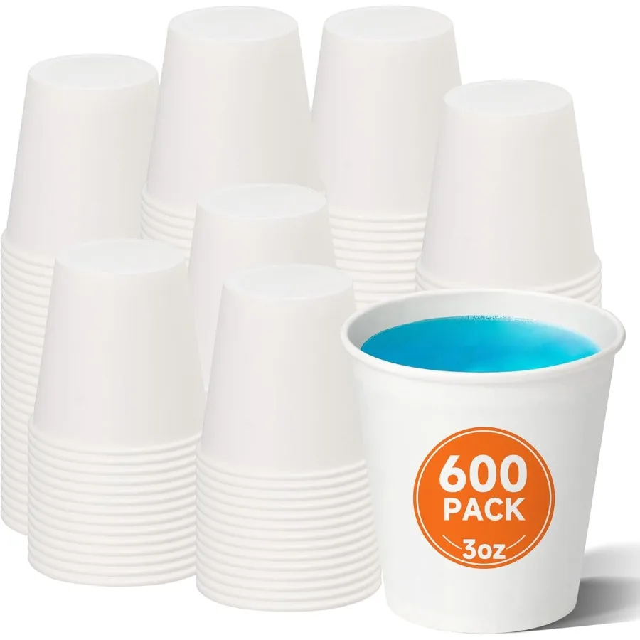 

600 Pack 3 oz Small Paper Cups Disposable Bathroom Mouthwash Cups Espresso Cups Ideal for Parties and Everyday Use Perfect for