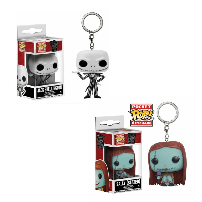 FUNKO DISNEY The Nightmare Before Christmas Jack Skellington Sally Seated Action Toy Figures Keychain Toys Pocket Pop Keyring