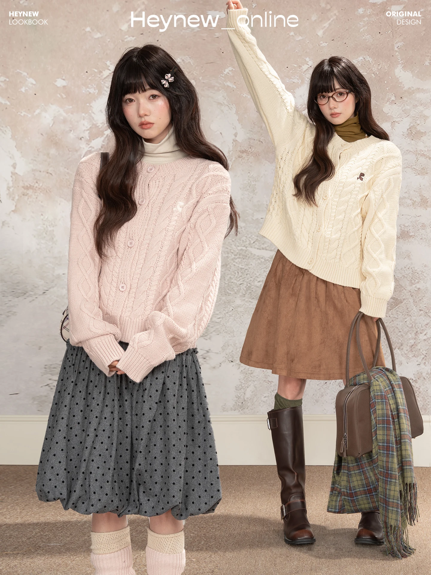 

Loveheynew Нежно-розовый вязаный кардиган с вышивкой, женский зимний свободный повседневный универсальный топ