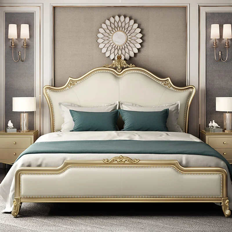 

Wooden Design Bed Portable Sleeping Princess Leather Modern Bed Luxury Castle Children Bedroom Beliche Lounge Suite Furniture