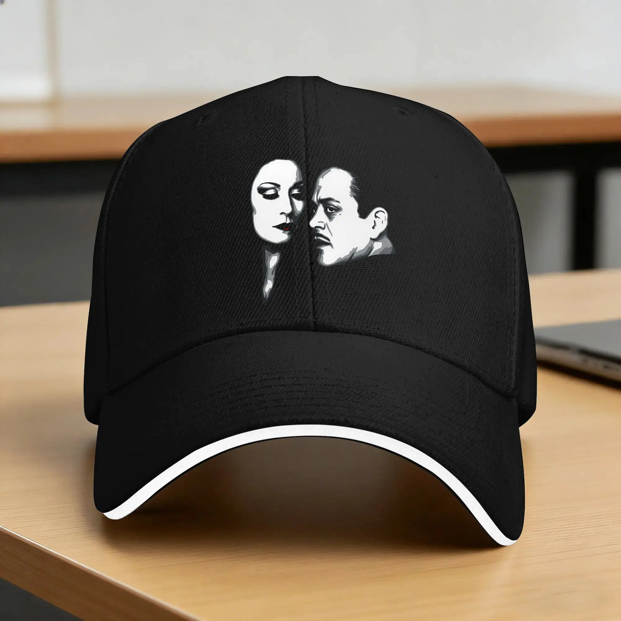 Gomez and Morticia Poster Baseball Cap  y2k Retro Trucker Hat Spring Couple Women Hiking Fishing Baseball Caps