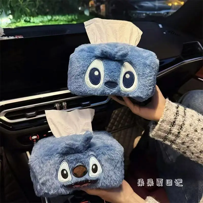 

Чехол для салфеток Disney Lilo & Stitch из мягкого плюша с вышивкой, двухслойный, на молнии, для декора рабочего стола и автомобиля, подарок на день рождения другу