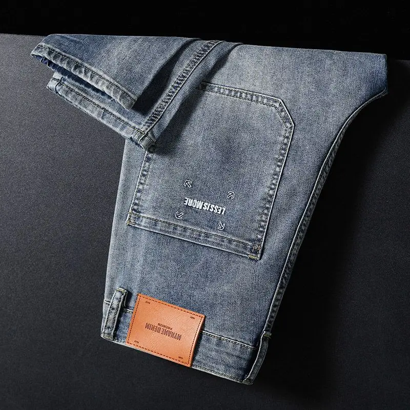 

Новые мужские летние свободные прямые модные повседневные брюки мужские тонкие брюки с эластичными универсальными джинсовыми джинсами мужские классические модные размеры