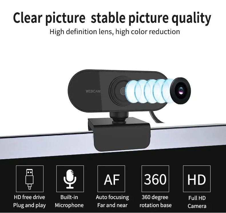 USB-Webcam mit Mikrofon, Plug-and-Play-Computerkamera für Videoanrufe, Zoom, Teams, Streaming, kompatibel mit PC und Mac – Detail 2