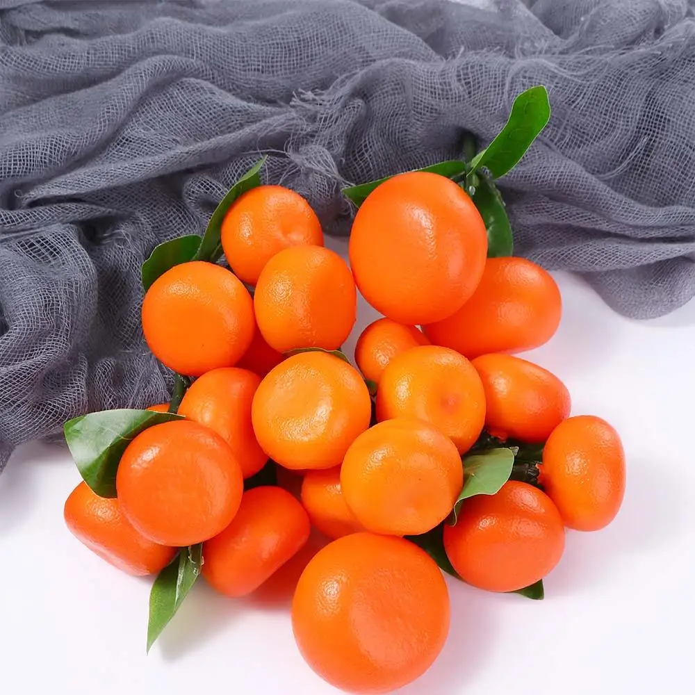 Fruit Display 3-6 Branches Imitation Fruits with Fruits and Leaves Fake Oranges Artificial Fruit Party Decor Tangerine Model