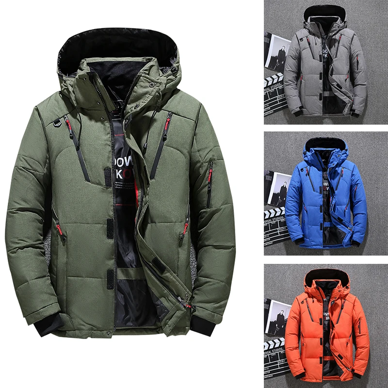 

Duck Down Men's Coat Thicked Keep Warm Down Jacket Hooded Snow Parkas Winter Windproof Down Jacket For Men Outerwear Men's Coat