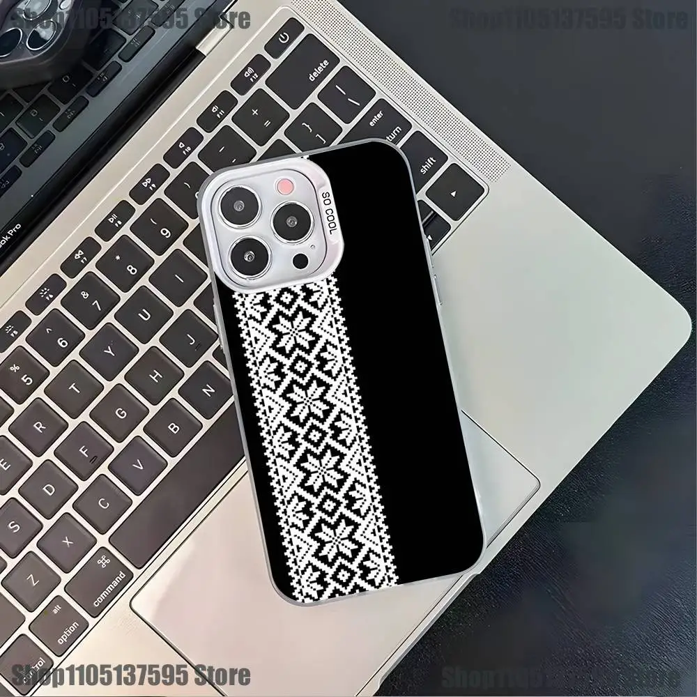 U-Ukraine الحلي P-Pattern جراب هاتف آيفون 17,16,15,14,13,12,11,Pro,XS,Max,Plus,Mini,SE4,E غطاء أبيض غير لامع مقاوم للصدمات