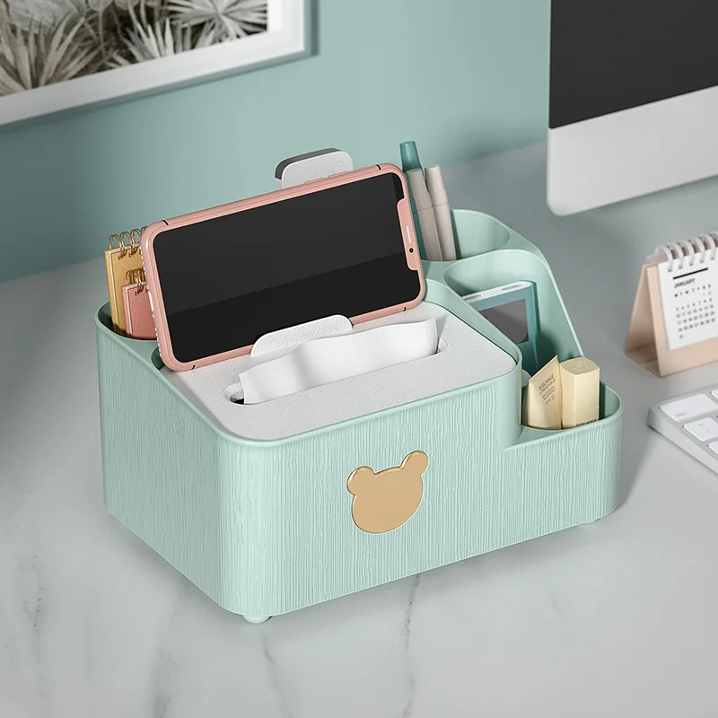 Tissue Storage Box Living Room Desktop Storage Multi-function Storage Box