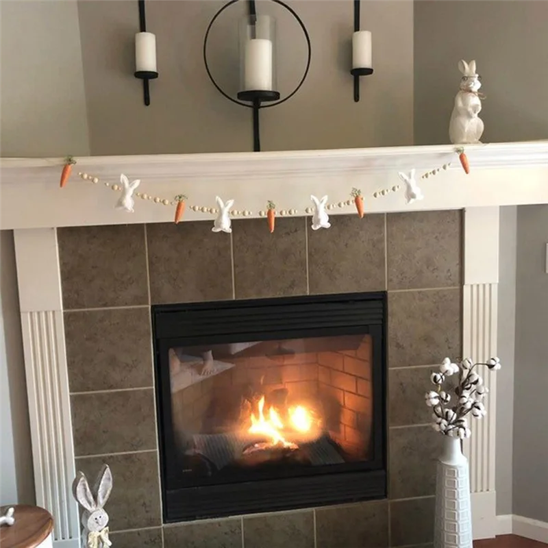 A59E-1 Buah Karangan Bunga Halloween Spanduk Paskah Karangan Bunga Kelinci Liontin Karangan Bunga Manik-manik Wortel