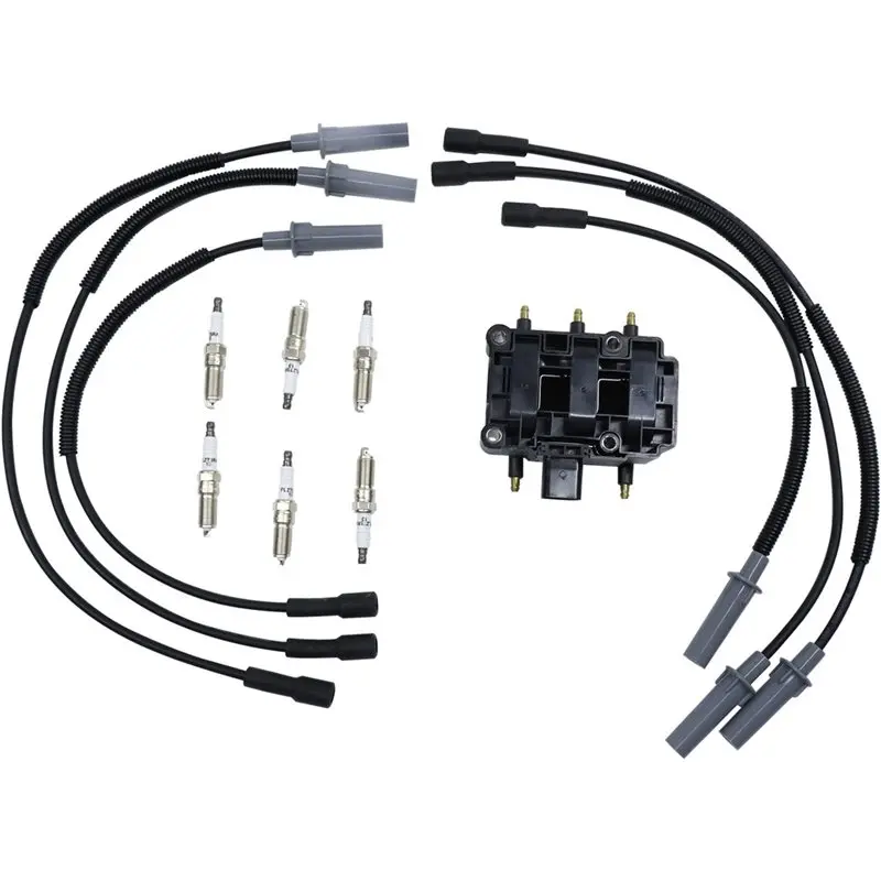 Ignition Coil Pack& Wires Set UF305 For Pacifica/Town& Country 2010, 2009- 2005 Voyager 2003 3.8L, Spark Plugs Included