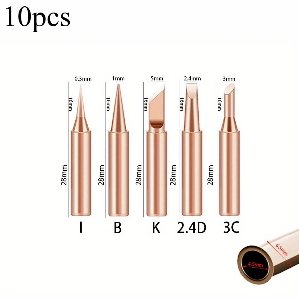 10pcs Soldering Iron Tips Set - 900M Pure Copper Heads For Maximum Performance & Durability! view 2