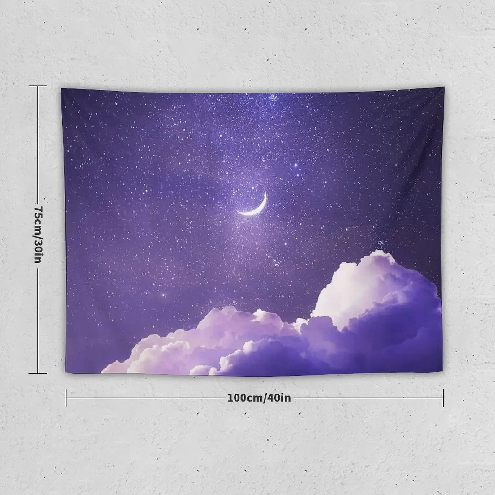 Purple Stars Dreamy Night Sky Cloud Pastel Aesthetic Space Galaxy Moon Tapestry Room Decorations Aesthetic Tapestry