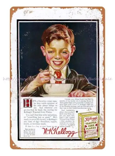 1915 Kellog's Corn Flakes metal tin sign wall designs for living room