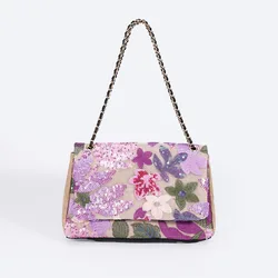 Weaving Bag for Women, Luxury Exquisite Messenger Bag, Women's Sequin Shoulder Bag, Straw Underarm Bag