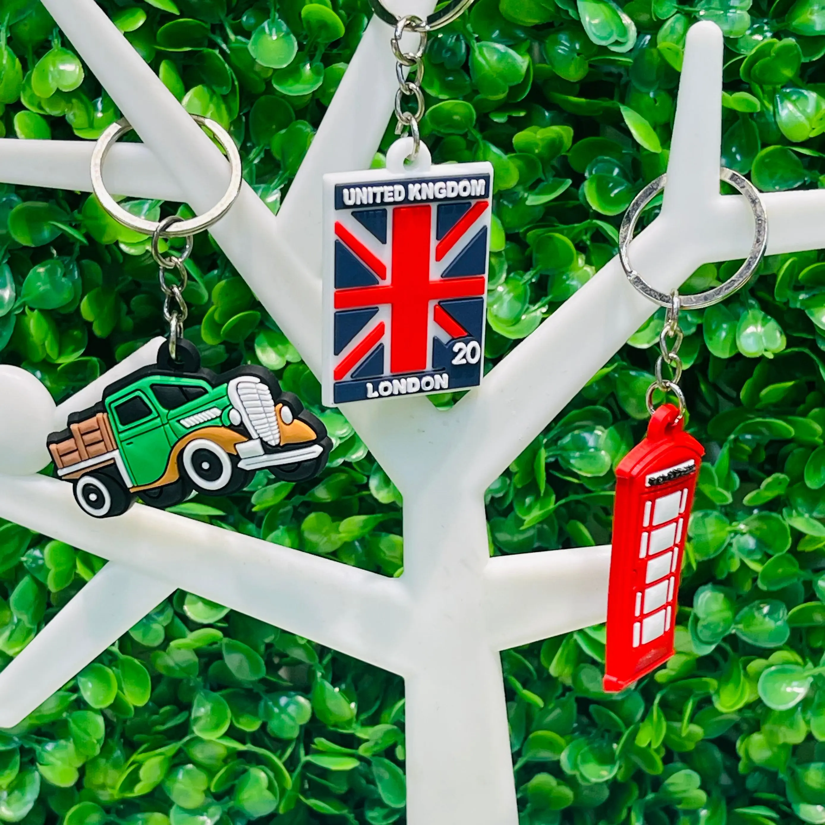 1-9Pcs London Double-decker Bus Adult Keychains Big Ben PVC Car&Home Key Ring Decorations DIY Kids Bag Pendant Charms