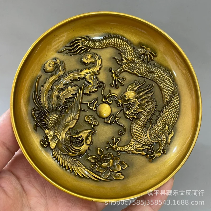 Qianlong's Imperially Bestowed Dragon and Phoenix Ornamental Plate with High Relief Decoration