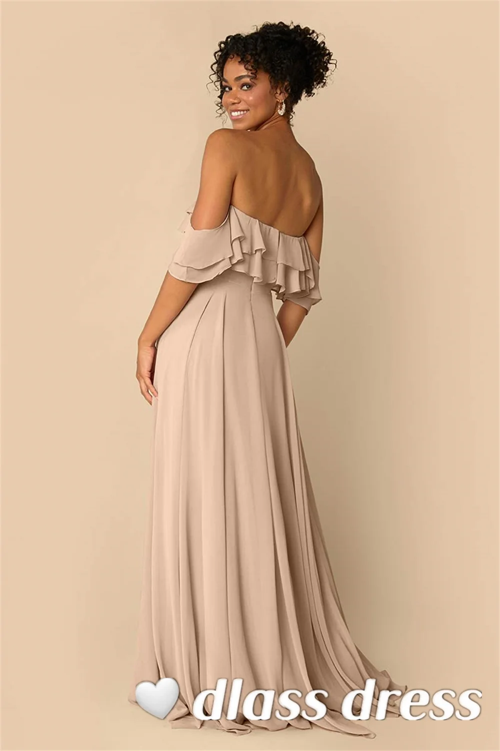 2022 New Chiffon Elegant Bridesmaid Dress Prom Party Spaghetti Straps Backless Floor Length Wedding Femme Vestido De Noiva فستان