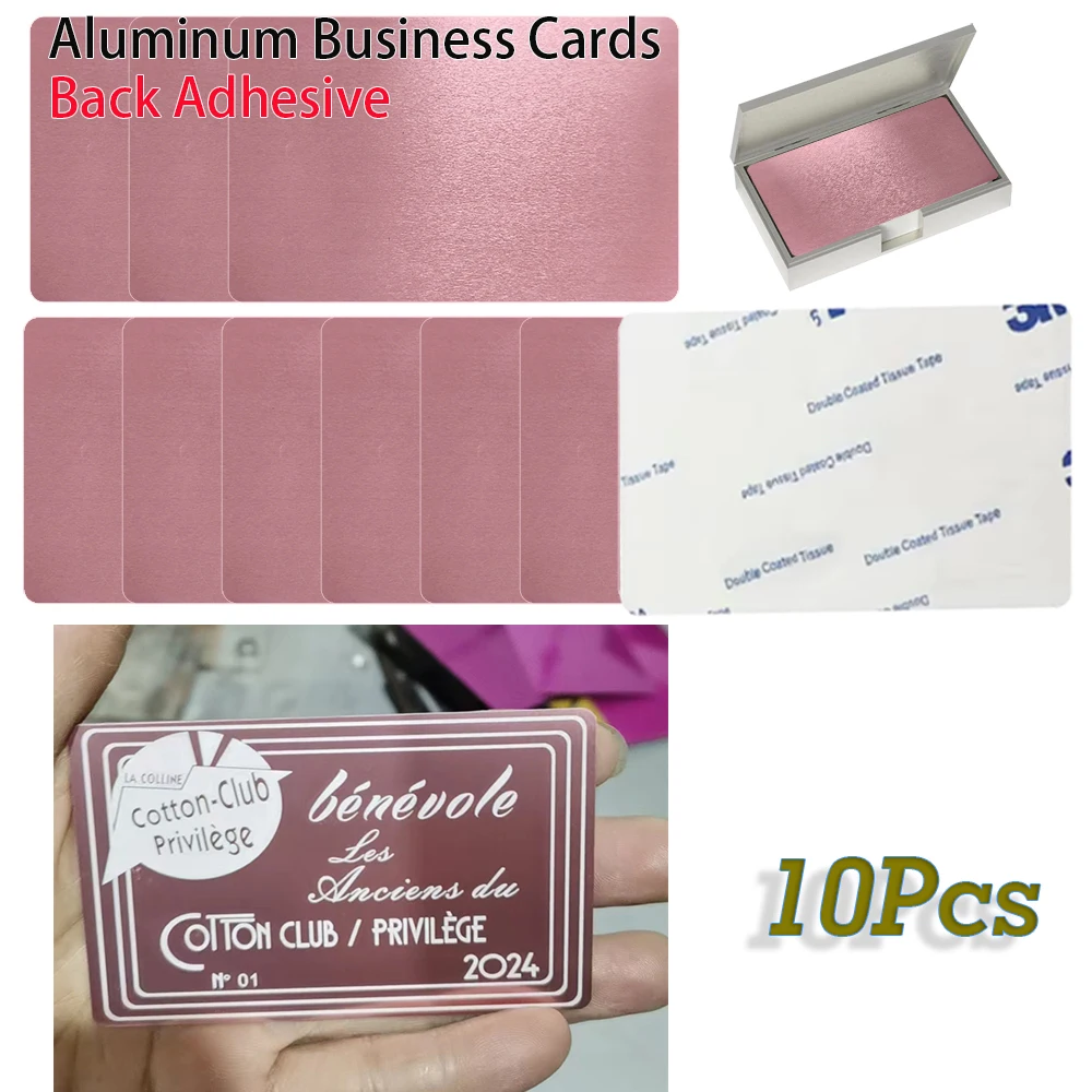 10 Stuks 0.2 Mm Metalen Visitekaartjes Aluminium Blanks Kaart Voor Klant Lasergravure Diy Gift Kaarten Terug Lijm stijl