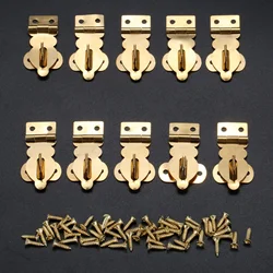 10Pcs Brass Antique Jewelry Box Padlock Hasps Locked Wooden Wine Gifts Box Handbag Buckle Latch Clasp Furniture Hardware 27*19mm