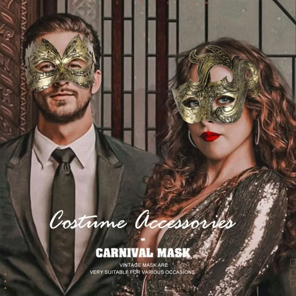 Gold Roman Soldier Vintage Masquerade Mask for Men Venetian Mardi Gras Phantom Opera Eyemask Rave Accessory Halloween Mask
