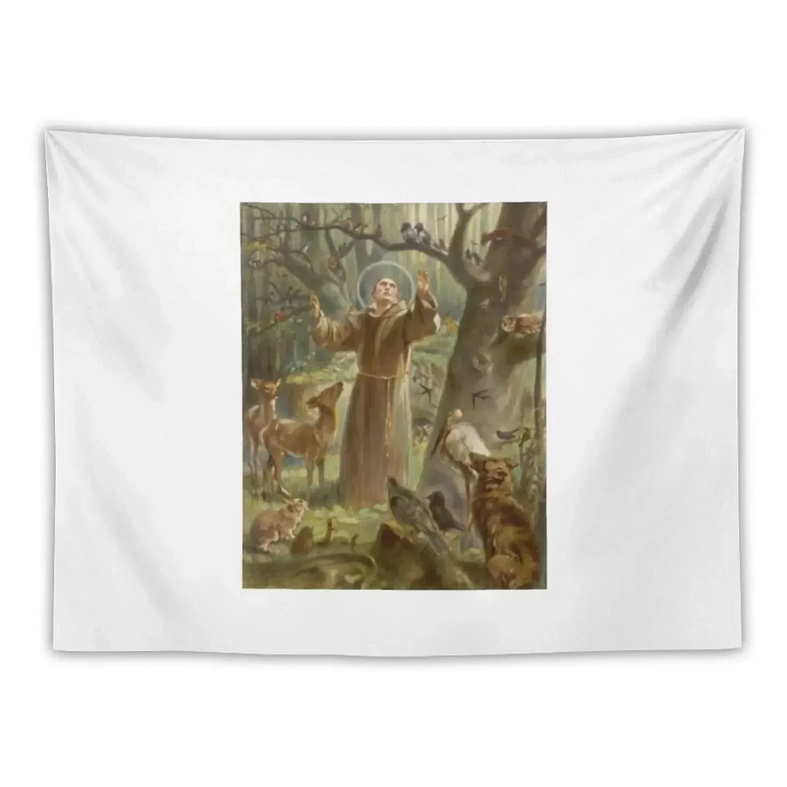 

St. Francis of Assisi Preaching to the Animals Tapestry Decorative Paintings Room Decoration Accessories Tapestry