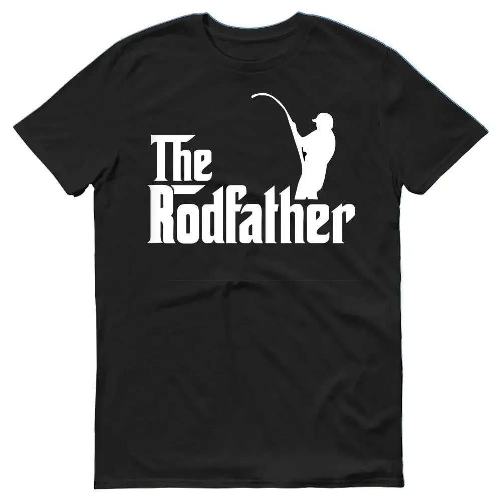 Summer Style 100% Cotton  Rodfather - Mens Funny Fishings T-Shirt Rod Reel Fisherman Tackle Carp Trout Tee Shirt