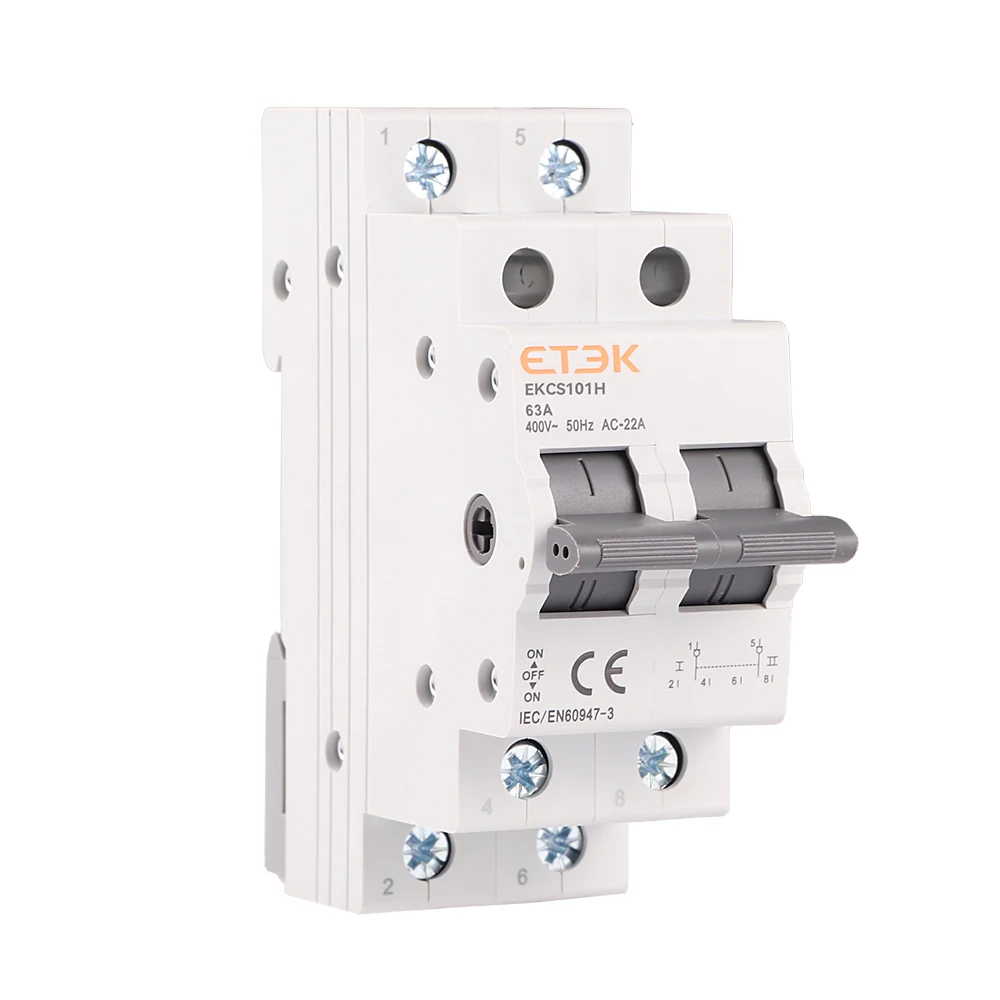 ETEK Din Rail MTS Dual Power Manual Transfer Switch Modular Changeover Switch Interlock Circuit Breaker1P 2P 4P 40A 230V EKCS101