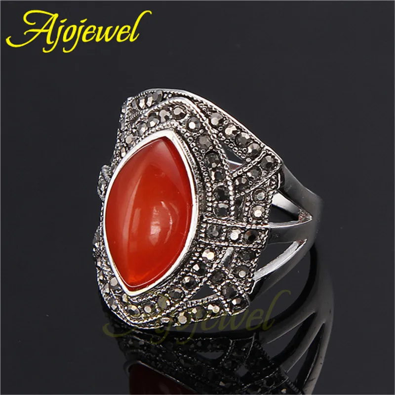 Ajojewel Vintage Stylish Rings Women Stones Italian Jewelry Retro Finger Hand Accessories