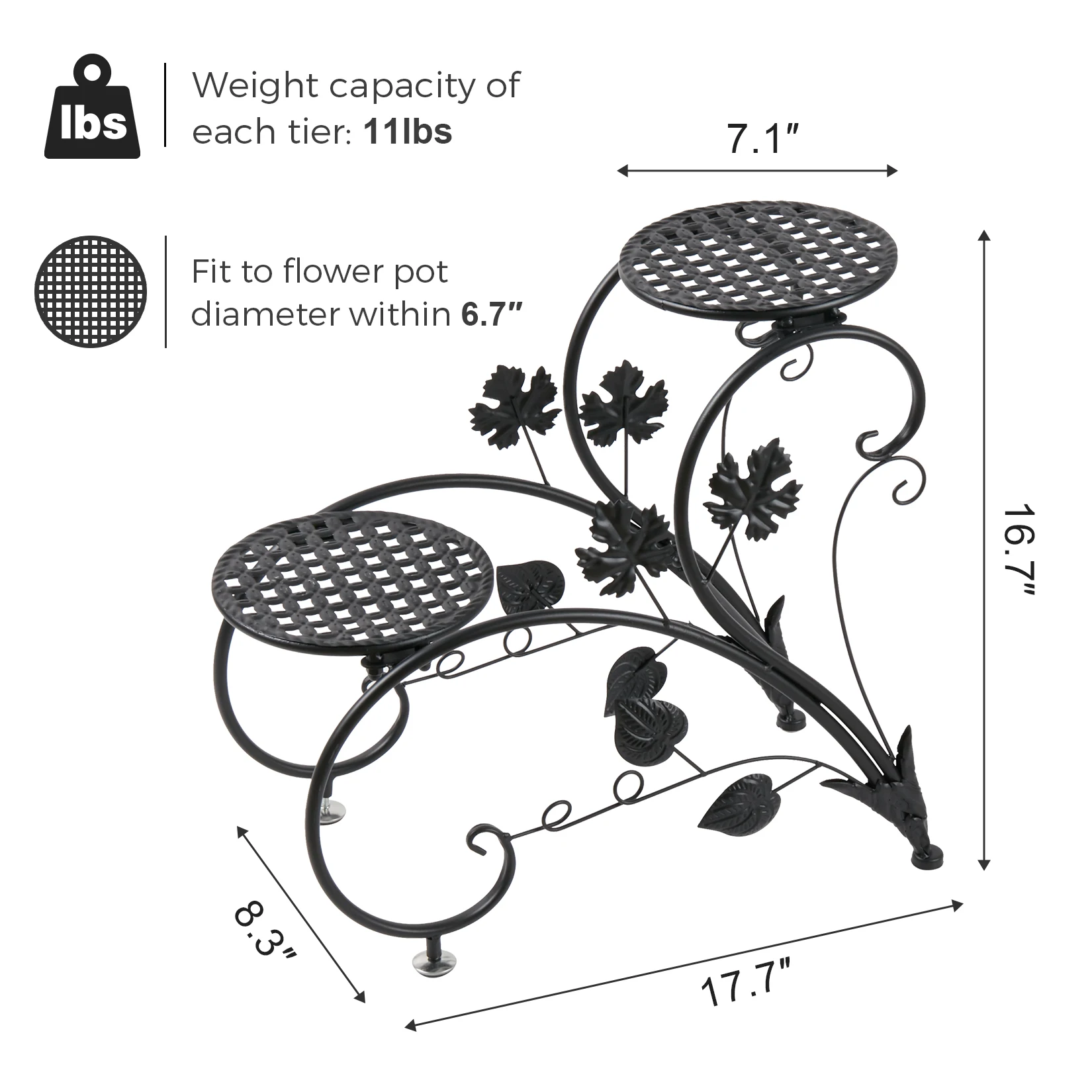 1 Pair of Tall Metal Plant Stands, Elegant Iron Flower Pot Holder Rack for Garden, Patio, Balcony, Living Room Art Display Shelf image 5