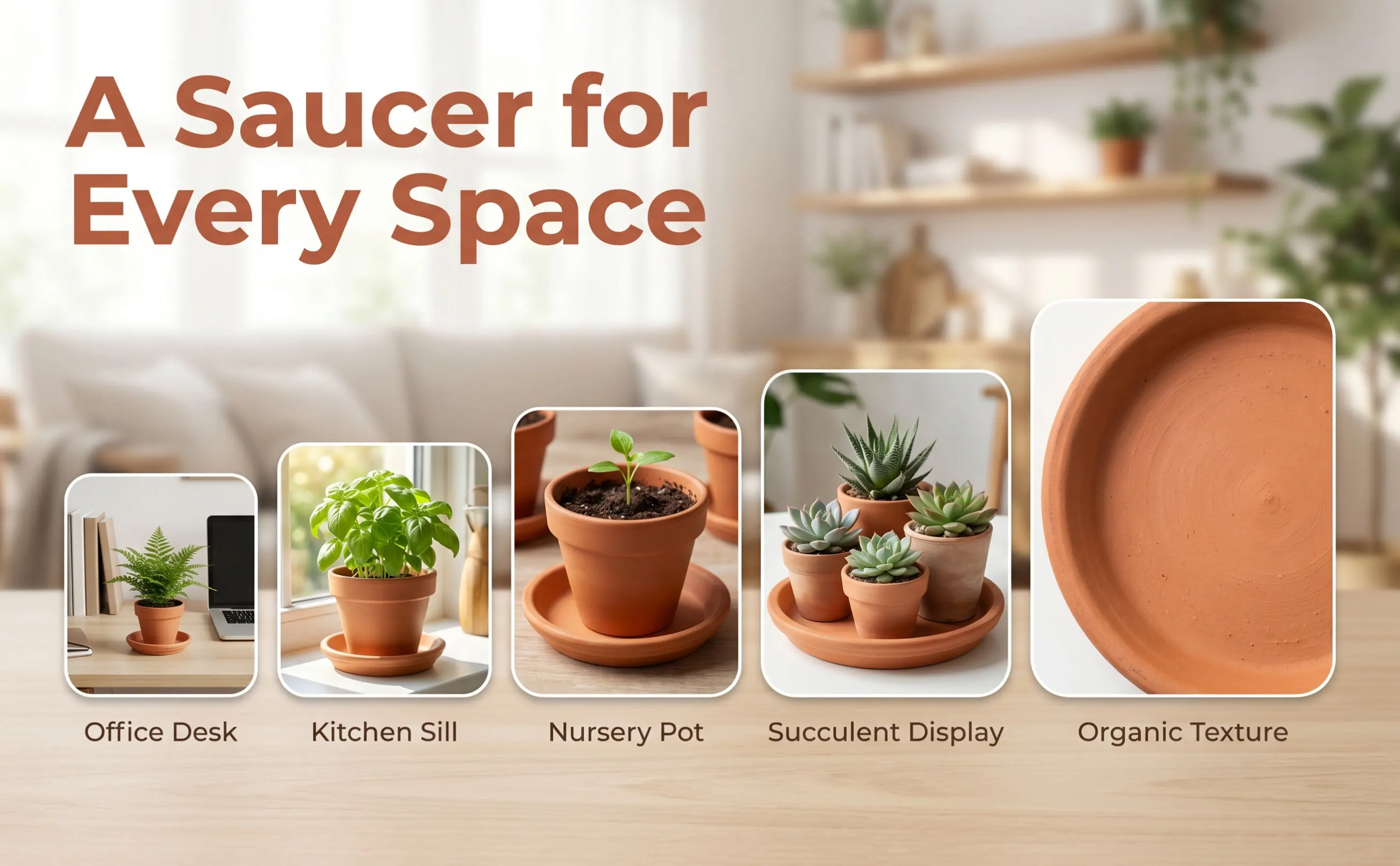 5Pcs Pottery Flowerpot Tray Plant Saucer Round Planter Pot Holder Gardening Tool Waterproof Easy Clean Plant Pot Tray